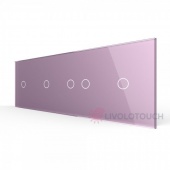 BB-C7-C1/C1/C2/C1-17 Панель для четырех сенсорных выключателей Livolo, 5 клавиш (1+1+2+1), цвет розовый, стекло