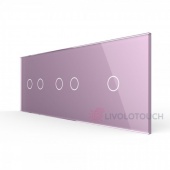 BB-C7-C2/C2/C1-17 Панель для трех сенсорных выключателей Livolo, 5 клавиш (2+2+1), цвет розовый, стекло