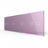 BB-C7-C2/C1/C1/C2-17 Панель для четырех сенсорных выключателей Livolo, 6 клавиш (2+1+1+2), цвет розовый, стекло