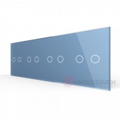 BB-C7-C2/C2/C2/C2-19 Панель для четырех сенсорных выключателей Livolo, 8 клавиш (2+2+2+2), цвет синий, стекло