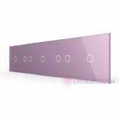 BB-C7-C1/C2/C1/C2/C1-17 Панель для пяти сенсорных выключателей Livolo, 7 клавиш (1+2+1+2+1), цвет розовый, стекло