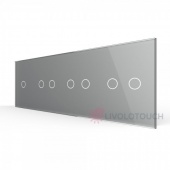 BB-C7-C1/C2/C2/C2-15 Панель для четырех сенсорных выключателей Livolo, 7 клавиш (1+2+2+2), цвет серый, стекло