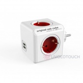 1202RD/DEOUPC Разветвитель Allocacoc Original Cube 4 розетки 2 USB Красный