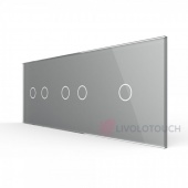 BB-C7-C2/C2/C1-15 Панель для трех сенсорных выключателей Livolo, 5 клавиш (2+2+1), цвет серый, стекло
