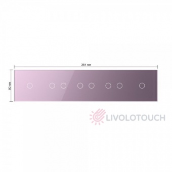 BB-C7-C1/C2/C2/C2/C1-17 Панель для пяти сенсорных выключателей Livolo, 8 клавиш (1+2+2+2+1), цвет розовый, стекло