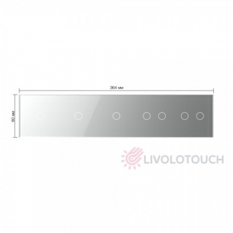 BB-C7-C1/C1/C1/C2/C2-15 Панель для пяти сенсорных выключателей Livolo, 7 клавиш (1+1+1+2+2), цвет серый, стекло