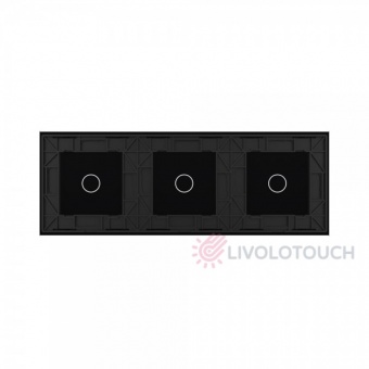 BB-C7-C1/C1/C1-12 Панель для трех сенсорных выключателей Livolo, 3 клавиши (1+1+1), цвет черный, стекло